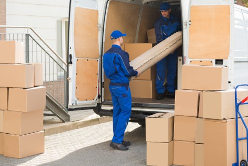 Removal team planning a move in South Kensington near period residential buildings