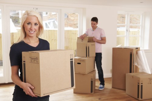 Furniture and boxes secured inside a moving truck for local transport