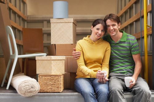 Prepared boxes and household items ready for a South Kensington moving day