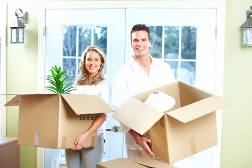 Organised moving boxes prepared in South Kensington